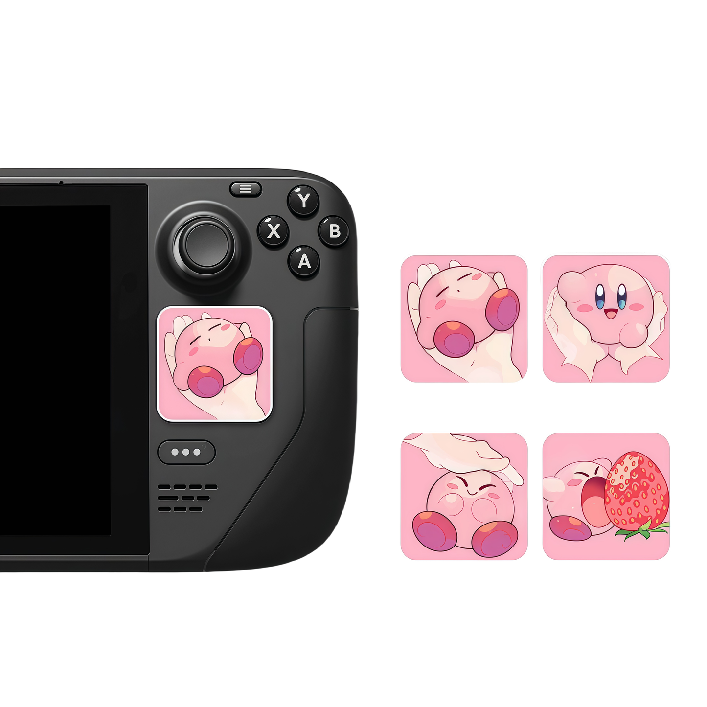 MoeMolly Kirby Steam Deck Trackpads Protector Skin Stickers-Strawberry Kirby
