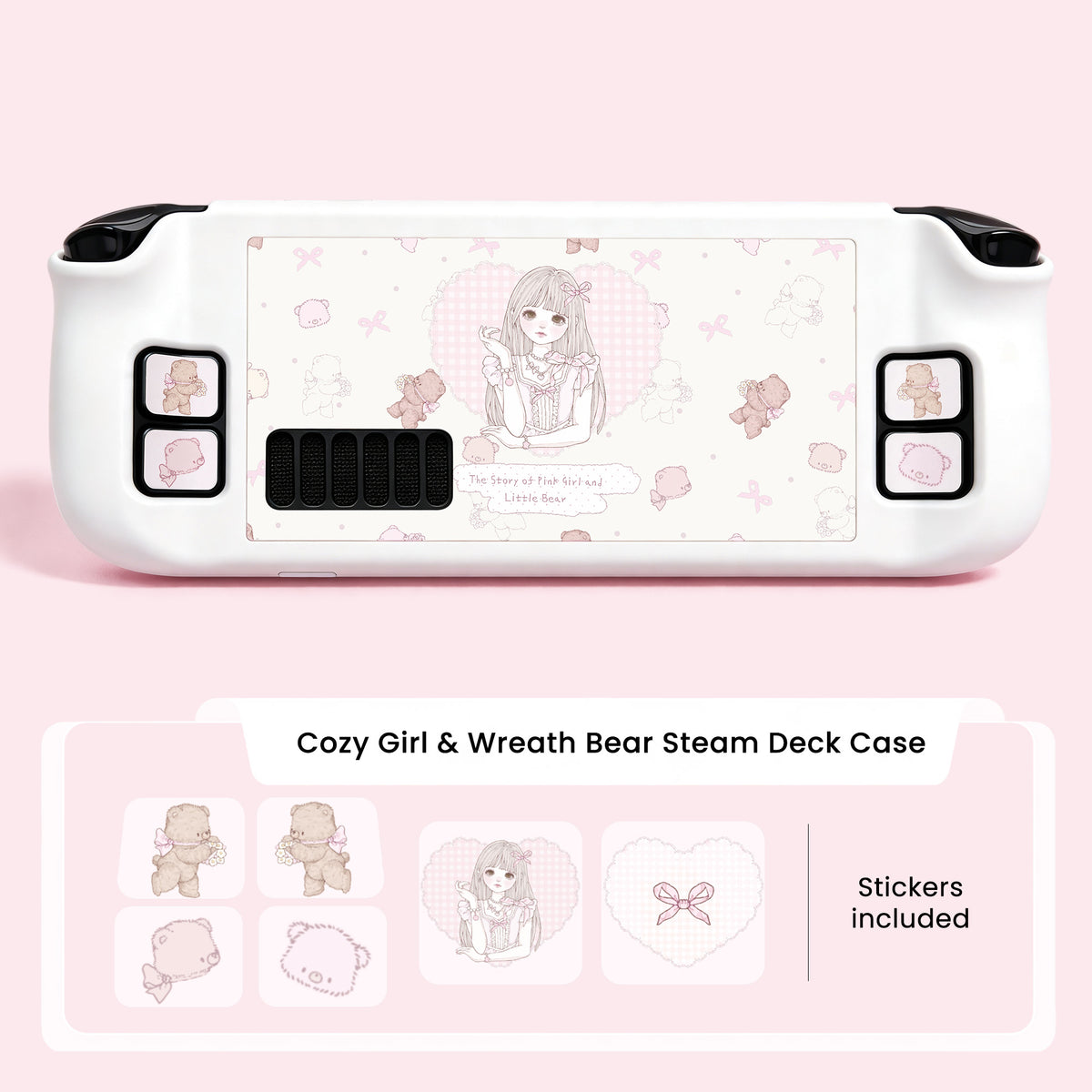 MoeMolly Steam Deck LCD/OLED Protective Case-Cozy Girl&Wreath Bear
