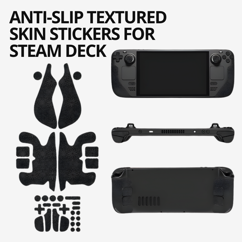MoeMolly Anti-Slip Textured Skin Stickers for Steam Deck-Black Snow Pattern