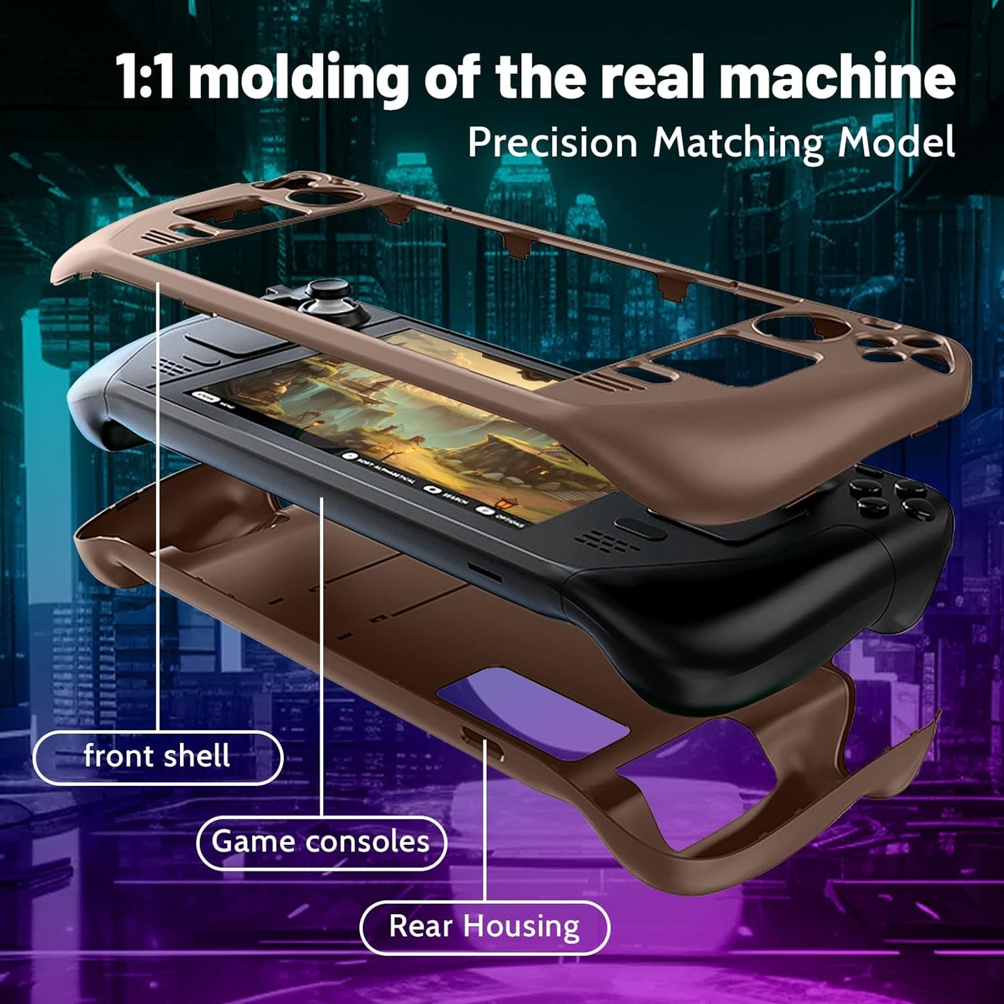 MoeMolly Solid Color Steam Deck LCD/OLED Protective Case-Coffee Brown