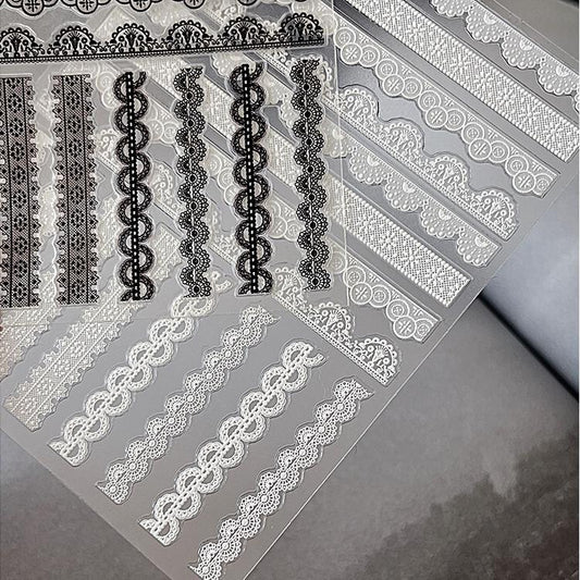 MoeMolly Embossed Lace Nail Art Stickers
