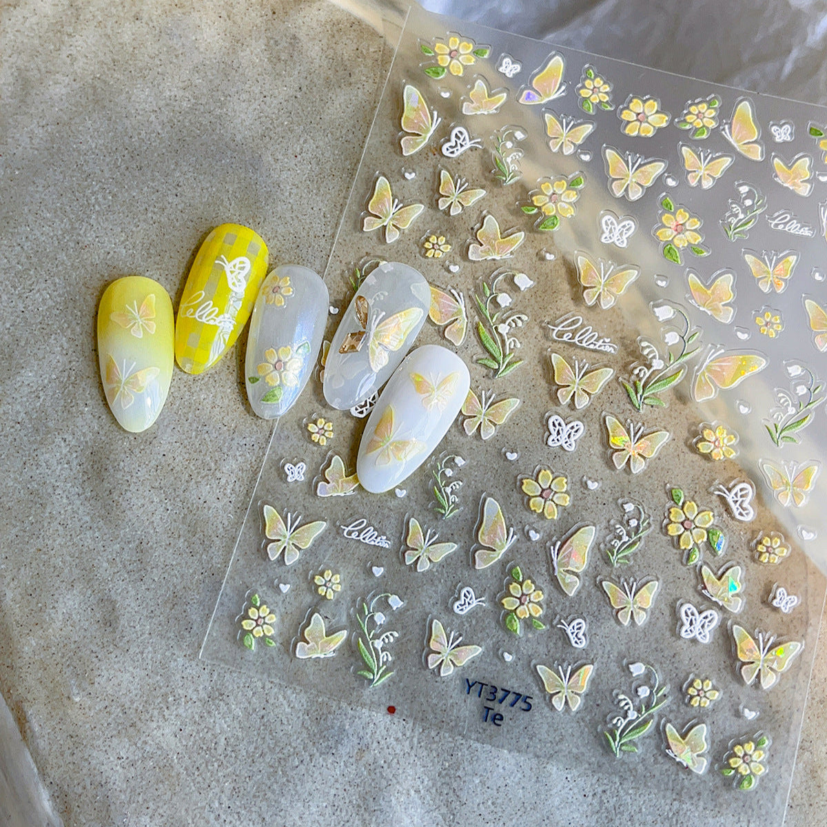 MoeMolly Shell Light Yellow Butterfly Nail Art Stickers