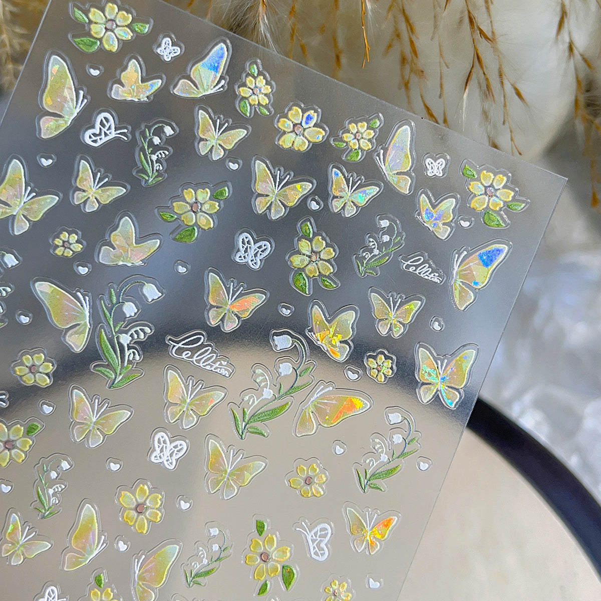 MoeMolly Shell Light Yellow Butterfly Nail Art Stickers