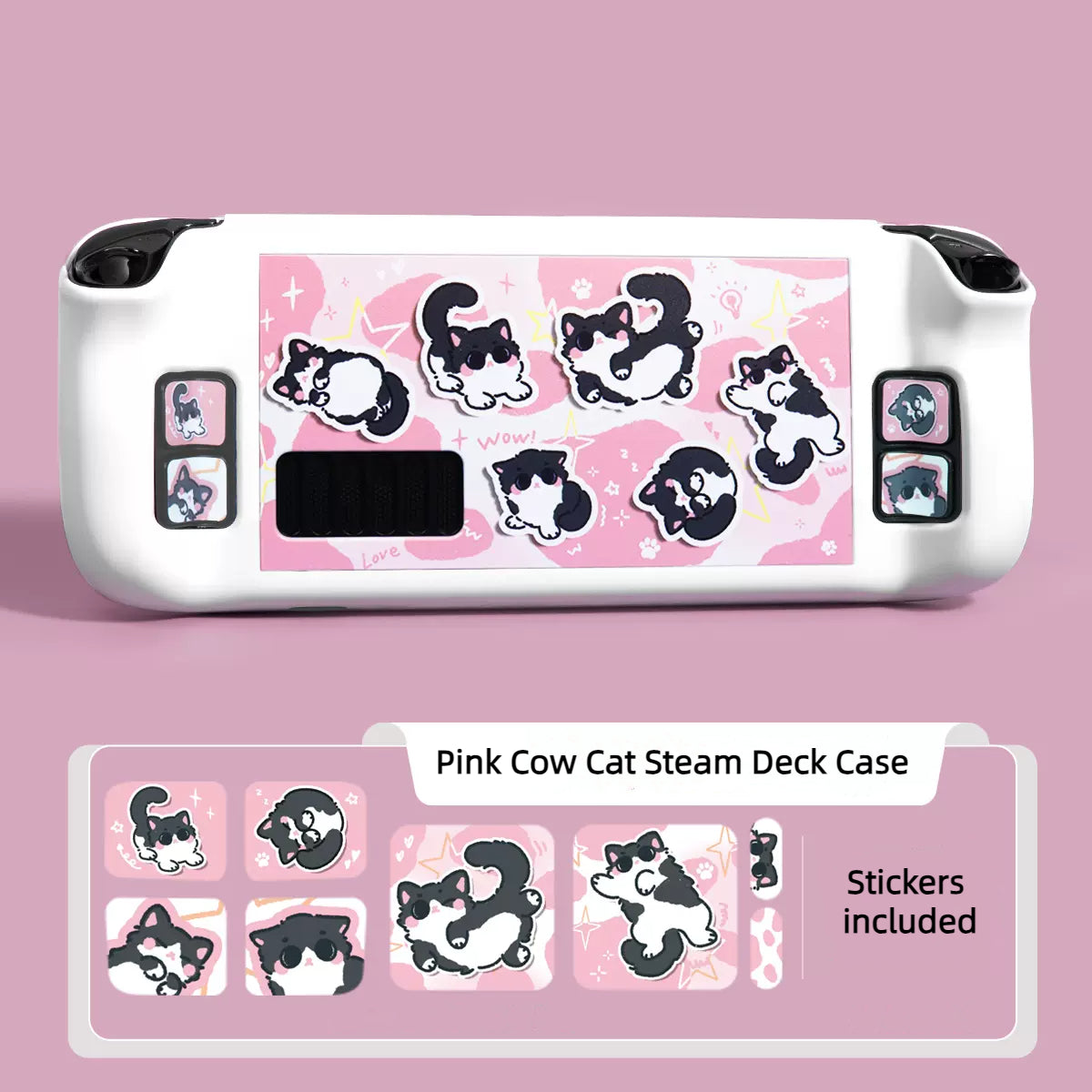 MoeMolly Pink Cow Cat Steam Deck Protective Case