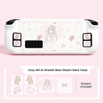 MoeMolly Steam Deck LCD/OLED Protective Case-Cozy Girl&Wreath Bear