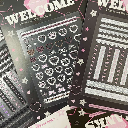 MoeMolly Embossed Lace Nail Art Stickers-Lace Bowknot