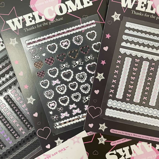 MoeMolly Embossed Lace Nail Art Stickers-Lace Bowknot