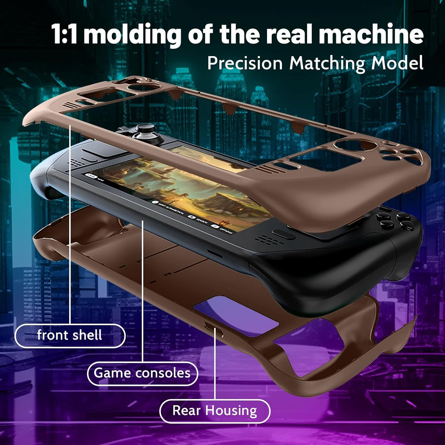 MoeMolly Solid Color Steam Deck Protective Case-Coffee Brown