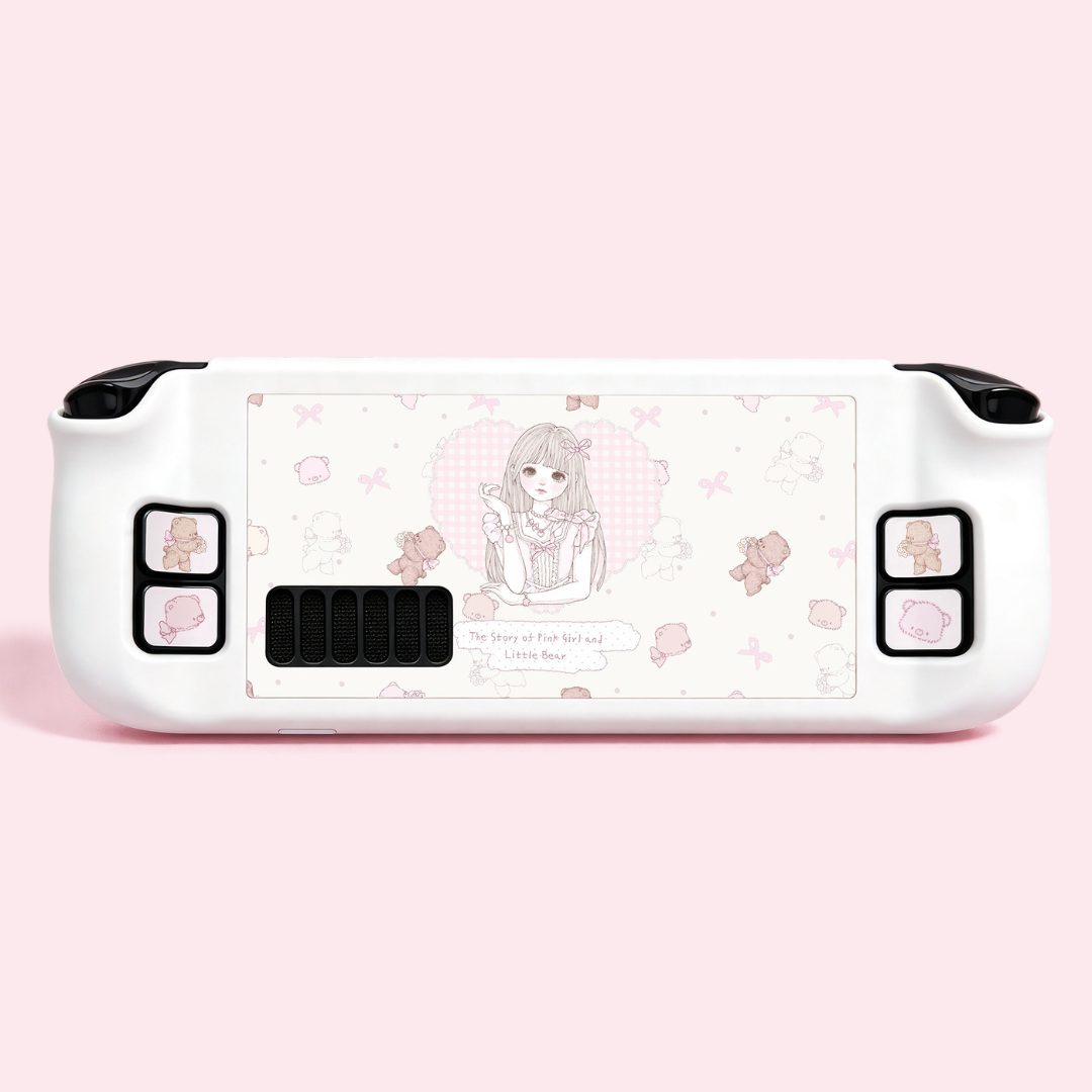 MoeMolly Steam Deck LCD/OLED Protective Case-Cozy Girl&Wreath Bear