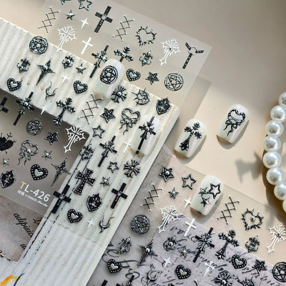 MoeMolly Embossed 5D Nail Art Stickers-Gothic Punk