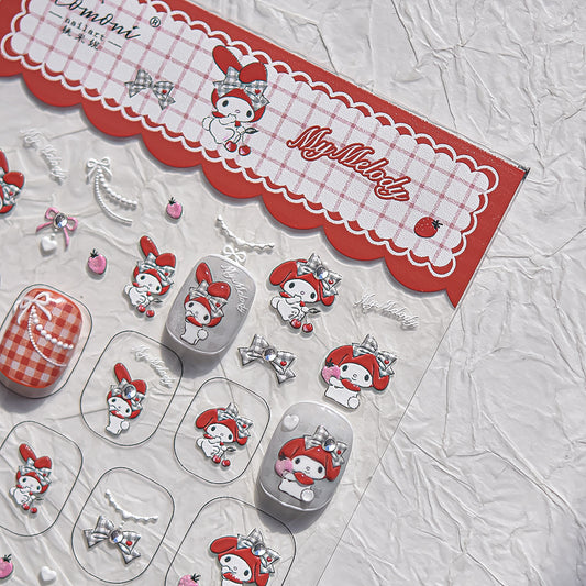 MoeMolly Sanrio Embossed Nail Art Stickers-My Melody