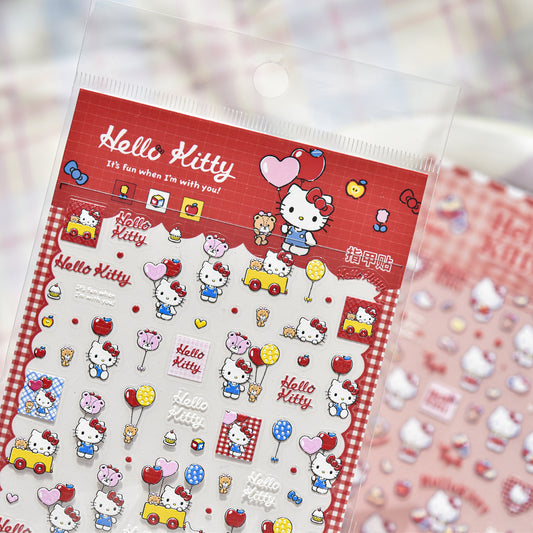 MoeMolly Sanrio Embossed 5D Nail Art Stickers-Hello Kitty